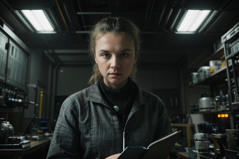 Portrait of Marie Curie in her lab