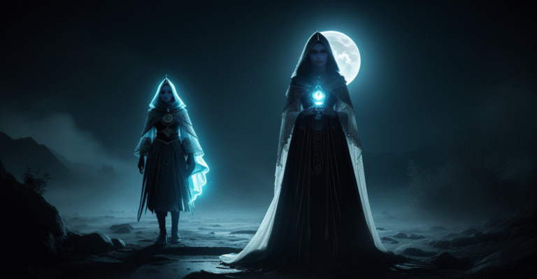 Lunar Blessing: High Priestess Transformed by the Moon Goddess AI